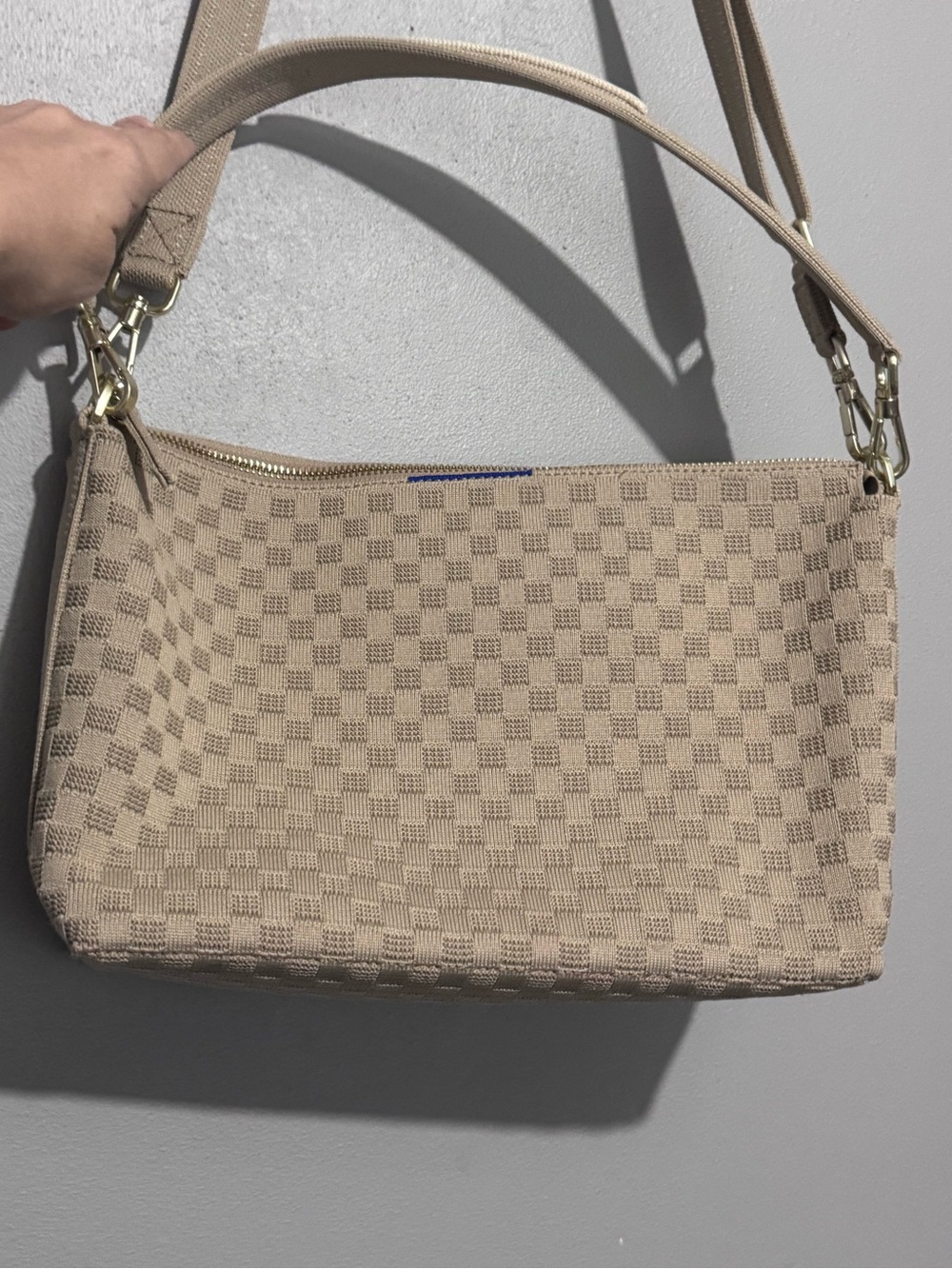 Rothy's Beige Check-Pattern Crossbody Bag